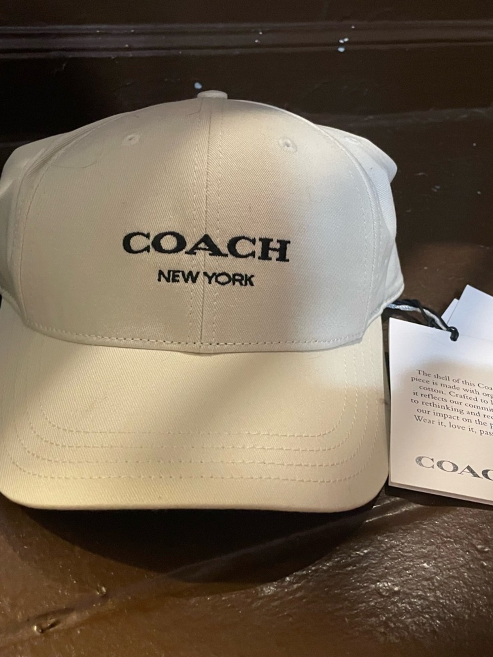 Coach Cream Baseball Cap with Black Logo